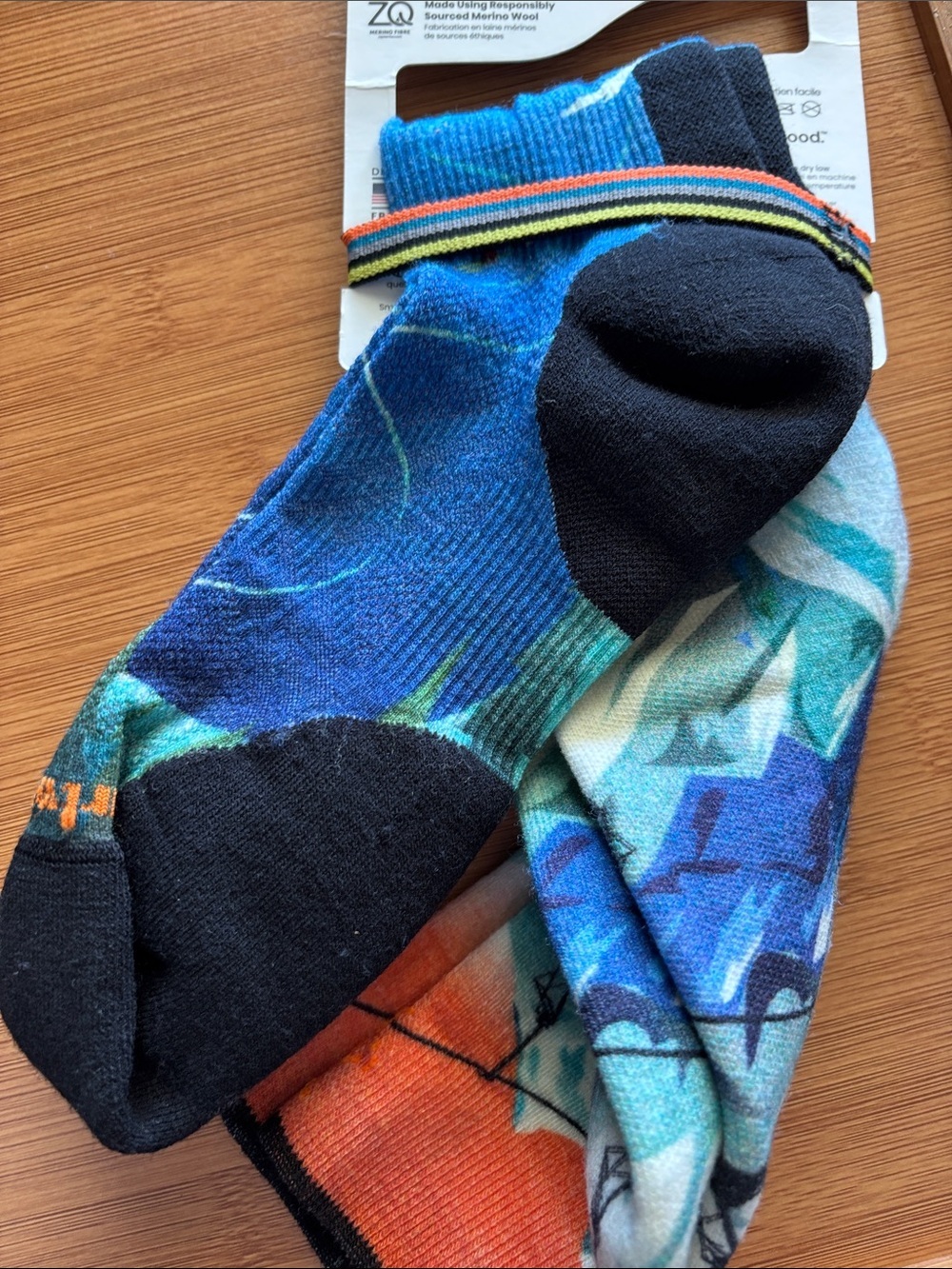 Smartwool Women’s Ski Crew Socks Blue, Teal & Orange, Targeted Cushion - Picture 4 of 5